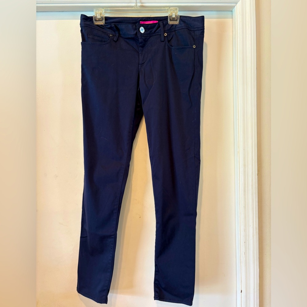 Lilly Pulitzer Worth Skinny Jeans Sateen Pant Midnight Navy Blue